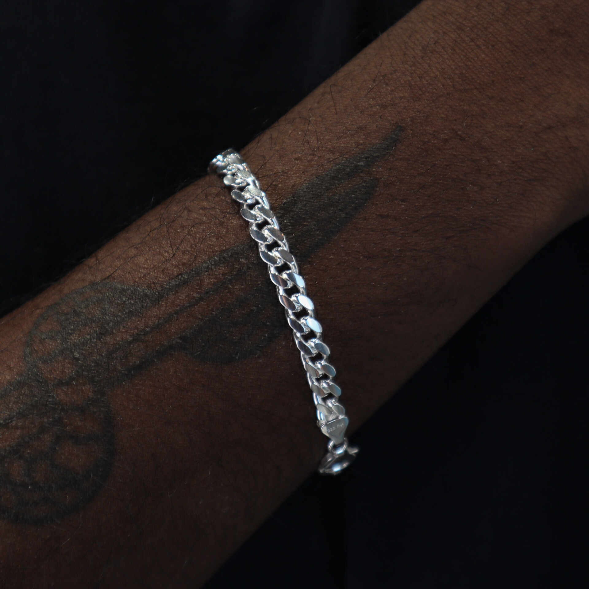 6.0mm Cuban Bracelet Silber Weiss